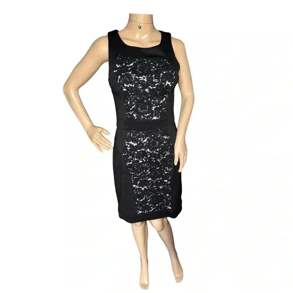 BETSEY JOHNSON Cocktail Sheath Dress Size 4 Black Lace Sleeveless Party Lined - Picture 5 of 15